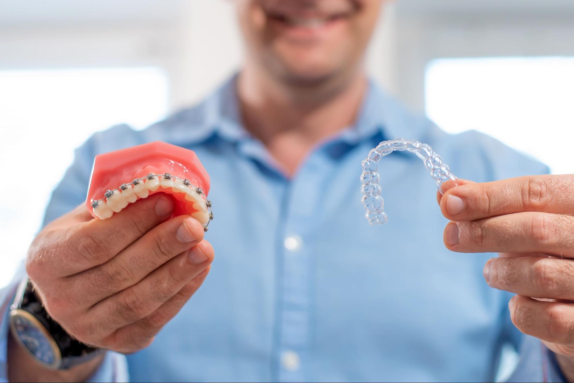 Patient comparing braces and Invisalign