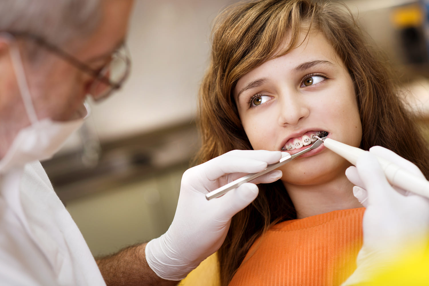 Teen patient with braces